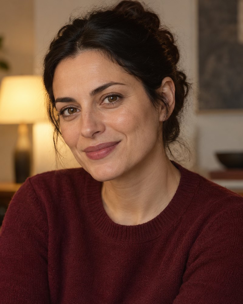 Marta Rangoni, maglia bordeaux, ritratto di studio